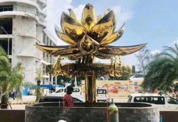 廣場(chǎng)金蓮雕塑廠家 創(chuàng)意小品 大型不銹鋼金蓮雕塑廠