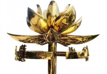 庭院金蓮雕塑廠家 草地小品 鍛造不銹鋼金蓮雕塑廠