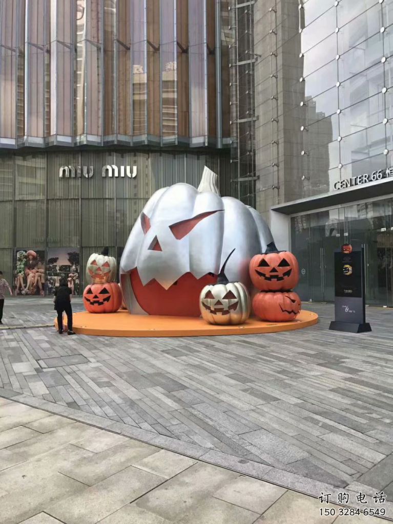 街頭南瓜雕塑廠家 大型別墅區擺件 戶外不銹鋼南瓜雕塑價格