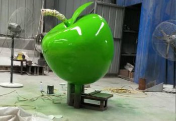 彩繪蘋(píng)果雕塑廠家 仿真擺件 街頭不銹鋼蘋(píng)果雕塑廠