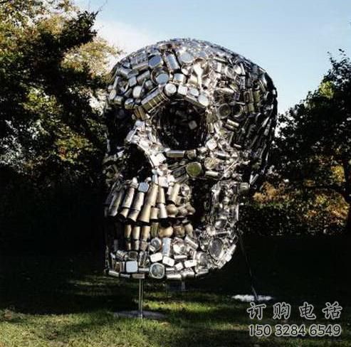 街頭骷髏雕塑廠家 大型別墅區擺件 抽象不銹鋼骷髏雕塑廠