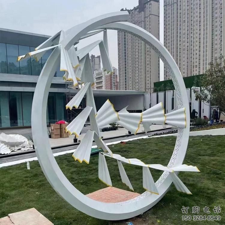 現代花環雕塑廠家 大型別墅區擺件 廣場不銹鋼花環雕塑廠