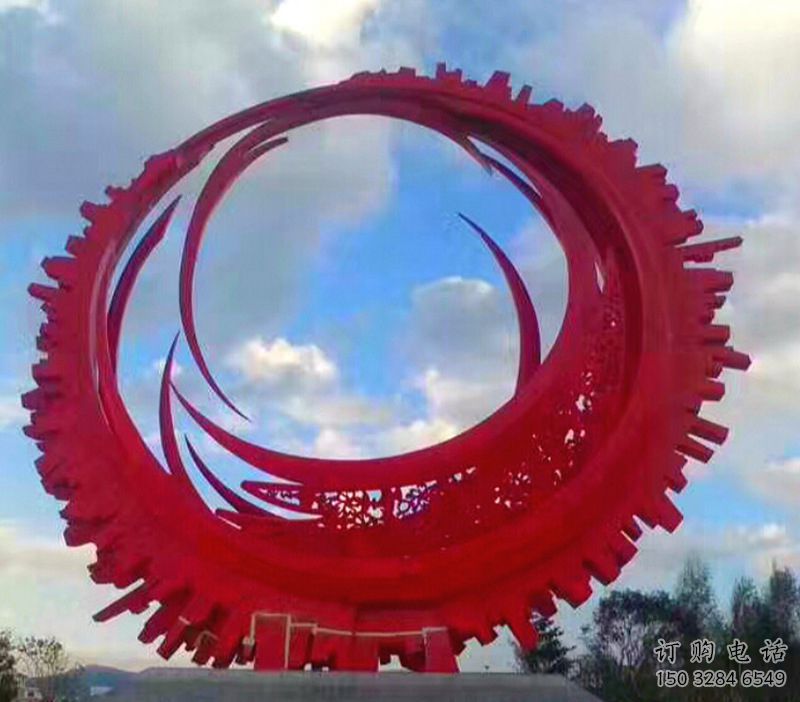 抽象花環(huán)雕塑廠家 烤漆公園小品  戶外不銹鋼花環(huán)雕塑廠