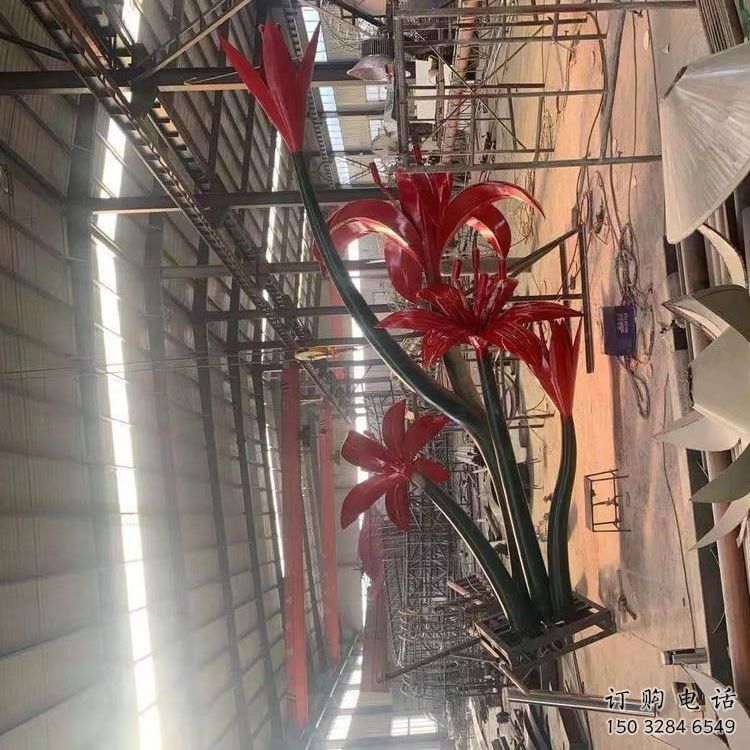 大型石榴花雕塑廠家 鍛造小品 烤漆不銹鋼石榴花雕塑廠