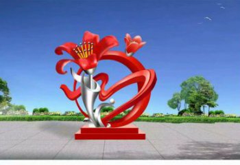 烤漆石榴花雕塑廠家 創(chuàng)意小品 戶外不銹鋼石榴花雕塑廠