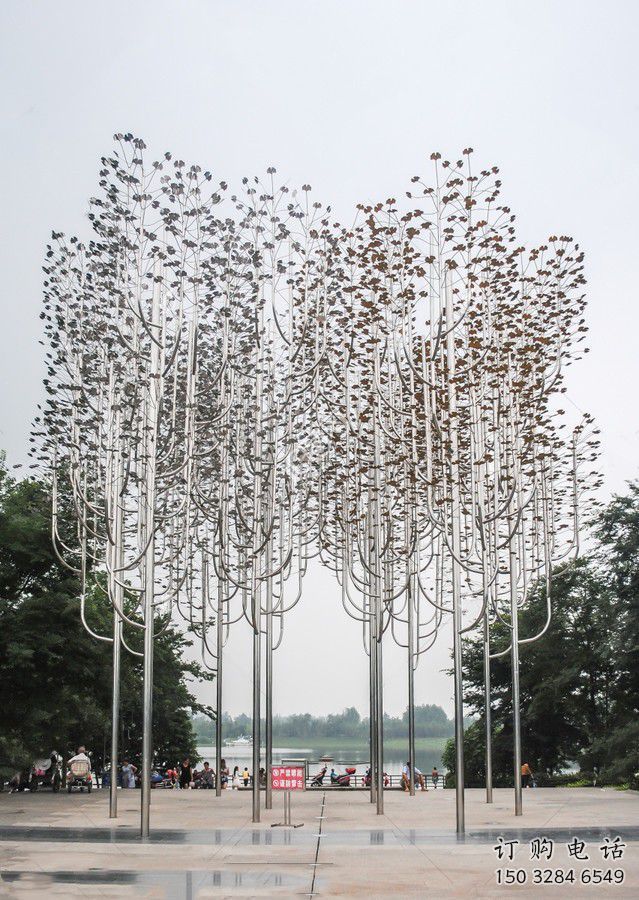 鏤空銀杏葉雕塑廠家 園林小品 鏡面不銹鋼銀杏葉雕塑廠