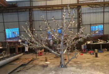 園林楓樹雕塑廠家 鏡面小品 中式不銹鋼楓樹雕塑廠