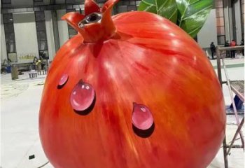 現代石榴花雕塑廠家 大型別墅區擺件 烤漆不銹鋼石榴花雕塑廠