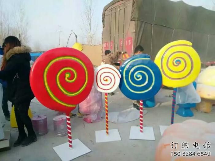 烤漆棒棒糖雕塑廠家 現代小品 創意棒棒糖雕塑加工廠