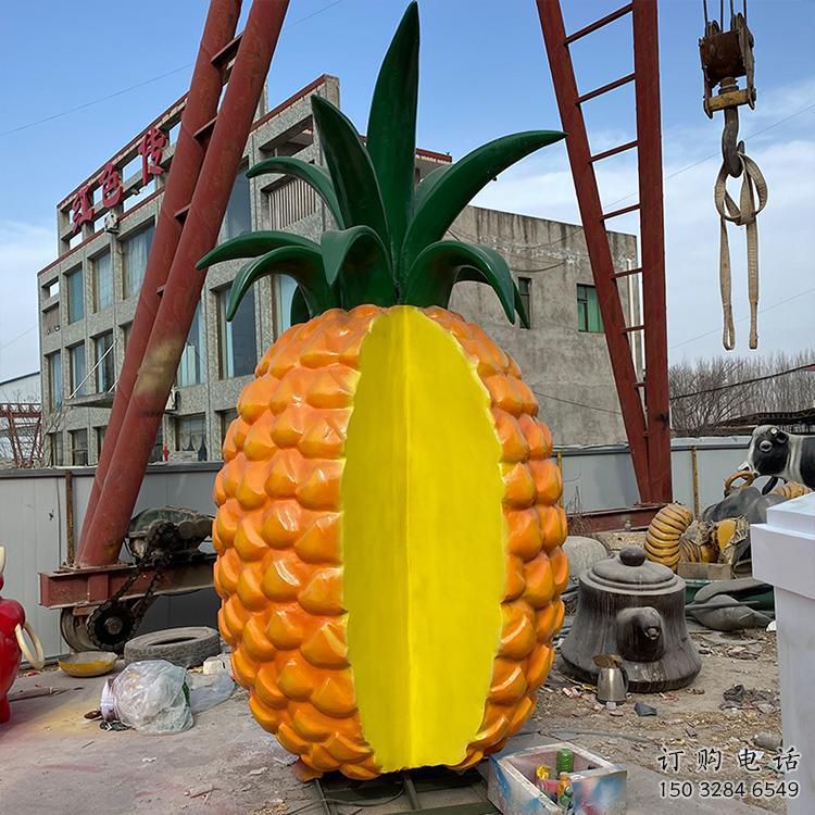 現(xiàn)代菠蘿雕塑廠家 大型別墅區(qū)擺件 仿真菠蘿雕塑定做