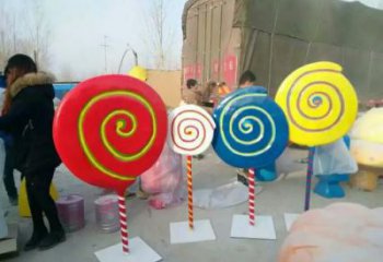 烤漆棒棒糖雕塑廠家 現(xiàn)代小品 創(chuàng)意棒棒糖雕塑加工廠