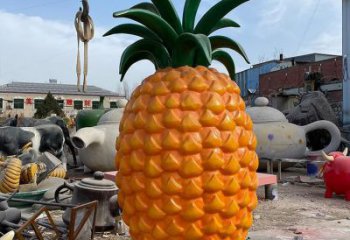 烤漆菠蘿雕塑廠家 創(chuàng)意小品 大型菠蘿雕塑定制
