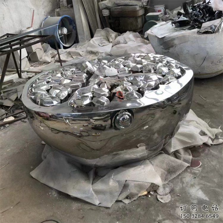 現代石榴雕塑廠家 大型別墅區擺件 創意不銹鋼石榴雕塑廠