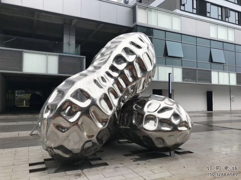 現(xiàn)代花生雕塑廠家 大型別墅區(qū)擺件 仿真不銹鋼花生雕塑廠