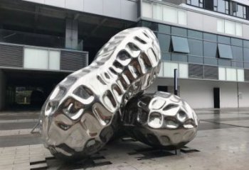 現代花生雕塑廠家 大型別墅區擺件 仿真不銹鋼花生雕塑廠