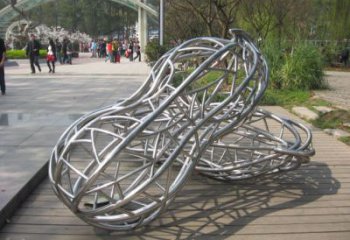 鏤空花生雕塑廠家 園林小品 現(xiàn)代不銹鋼花生雕塑廠