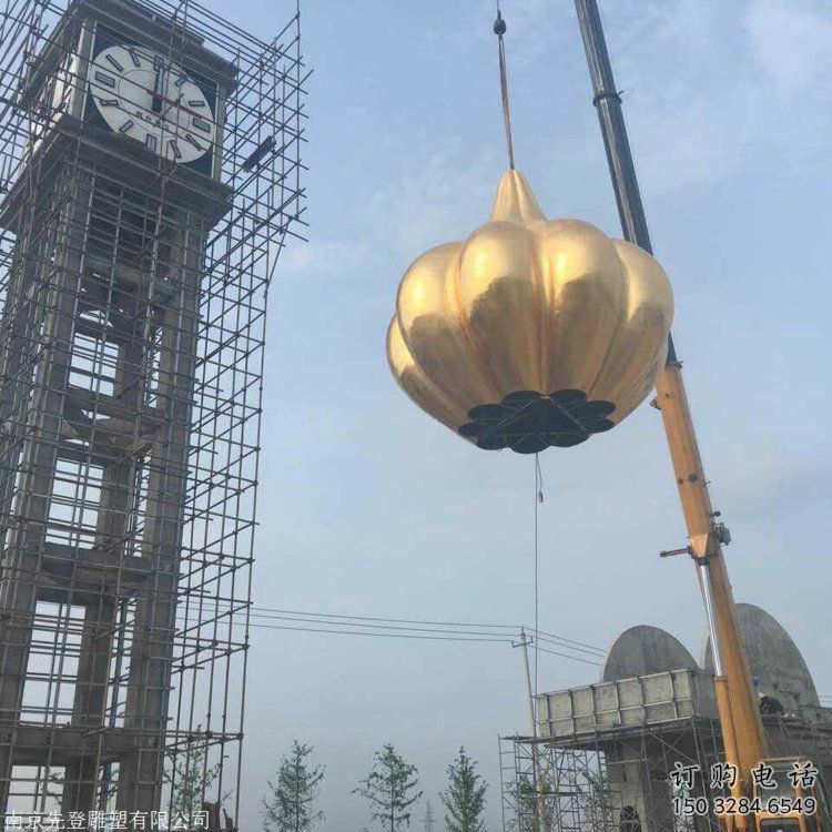 鏡面大蒜雕塑廠家 烤漆大型擺件 戶外不銹鋼大蒜雕塑廠