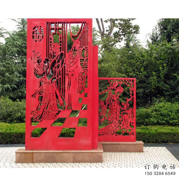 現代窗花雕塑廠家 大型別墅區擺件 戶外不銹鋼窗花雕塑廠