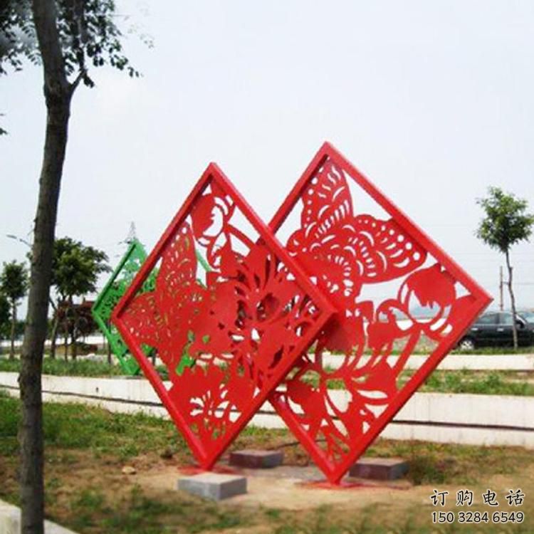 中式窗花雕塑廠家 鏤空小品 游樂場不銹鋼窗花雕塑廠