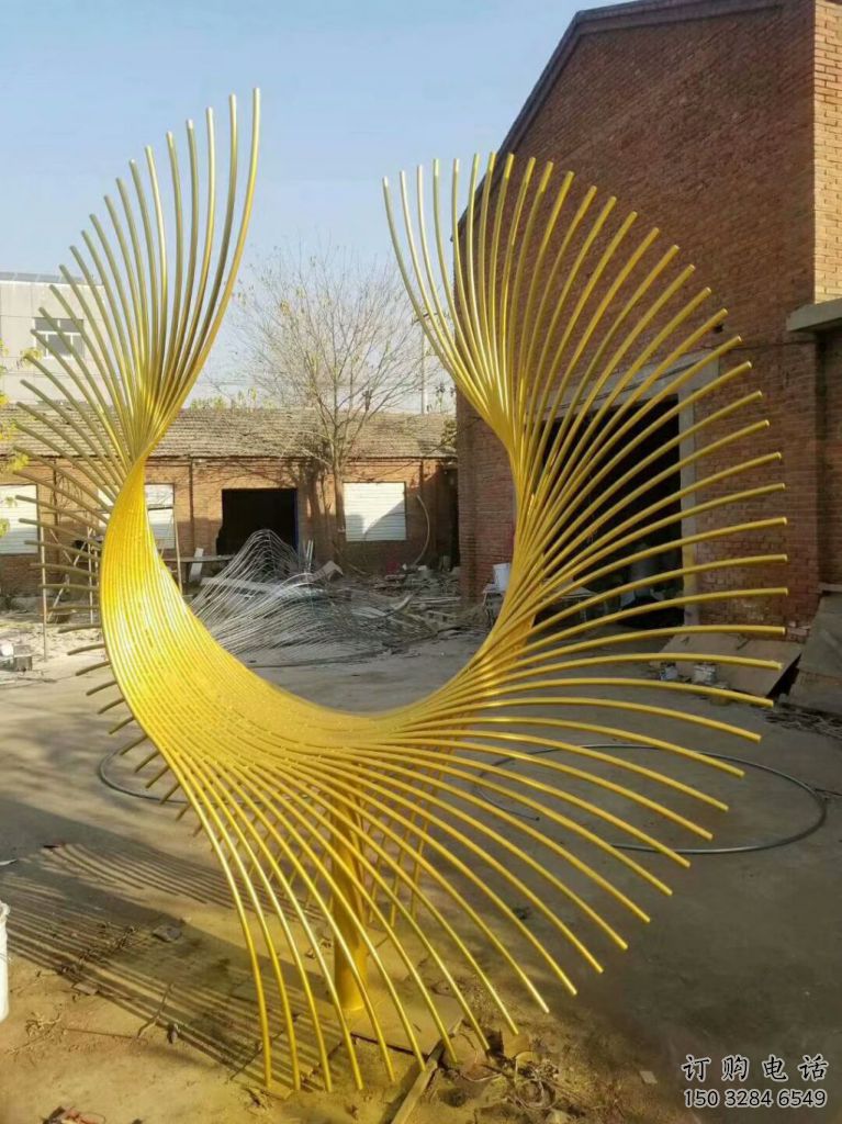 抽象鳳羽雕塑廠家 拉絲小品 戶外不銹鋼鳳羽雕塑廠