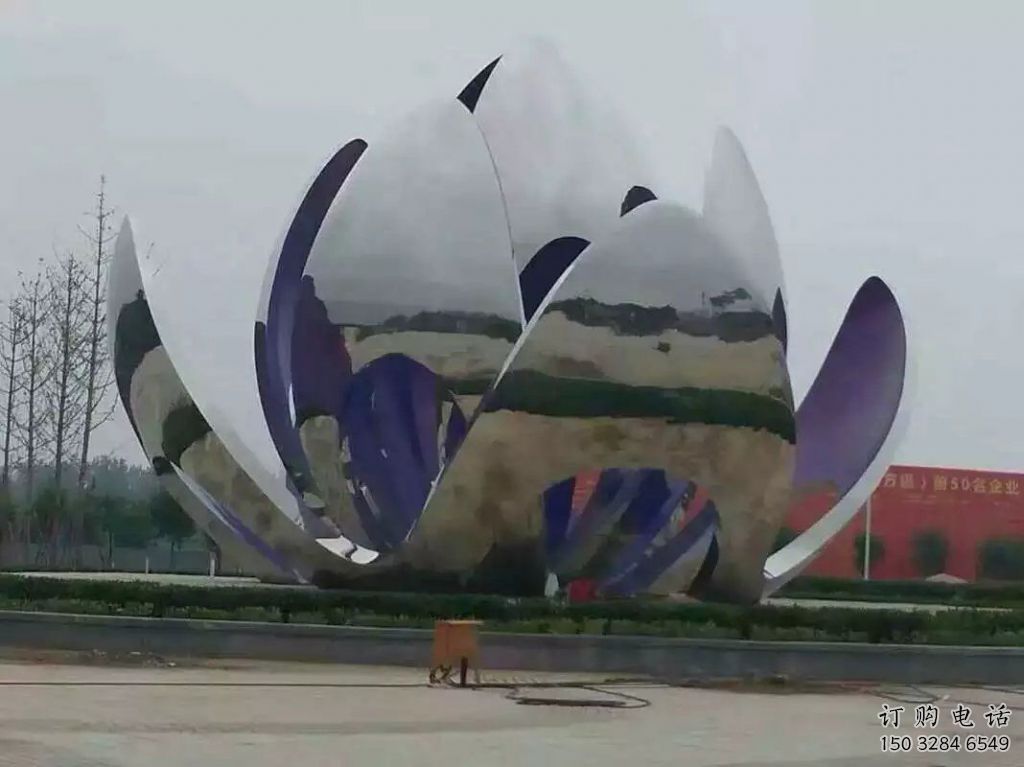 大型并蒂蓮雕塑廠家 鍛造小品 現代不銹鋼并蒂蓮雕塑廠
