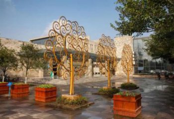 鏤空搖錢樹雕塑廠家 園林小品 創意不銹鋼搖錢樹雕塑廠