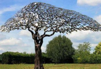 戶外搖錢樹雕塑廠家 噴漆小品 現代不銹鋼搖錢樹雕塑定做