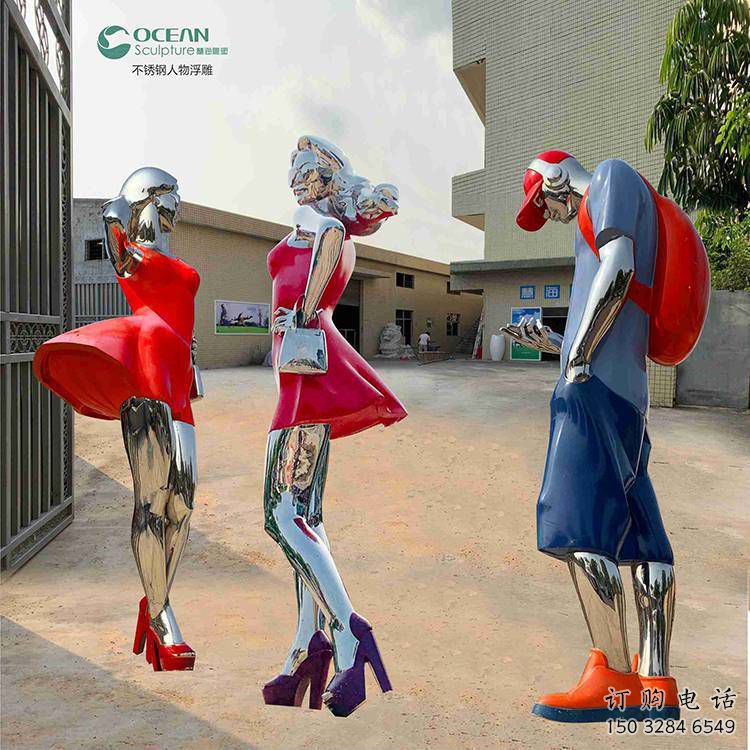 創意女性雕塑廠家 街頭小品 公園不銹鋼女性雕塑廠