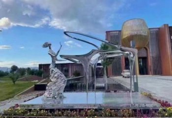 鏡面女性雕塑廠家 大型擺件  不銹鋼音樂女性雕塑廠