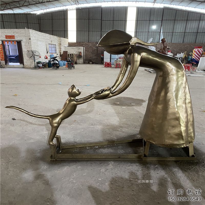 廣場母子雕塑廠家 現(xiàn)代小品 仿古不銹鋼母子雕塑加工