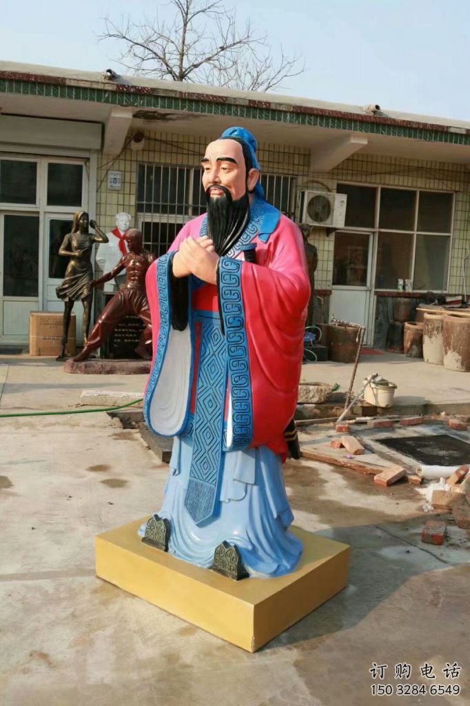 烤漆孔子雕塑廠家  廣場小品  現代彩繪孔子雕塑工廠