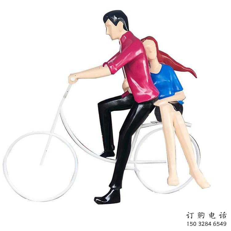 現(xiàn)代騎車人雕塑廠家 大型別墅區(qū)擺件 不銹鋼騎車人雕塑廠