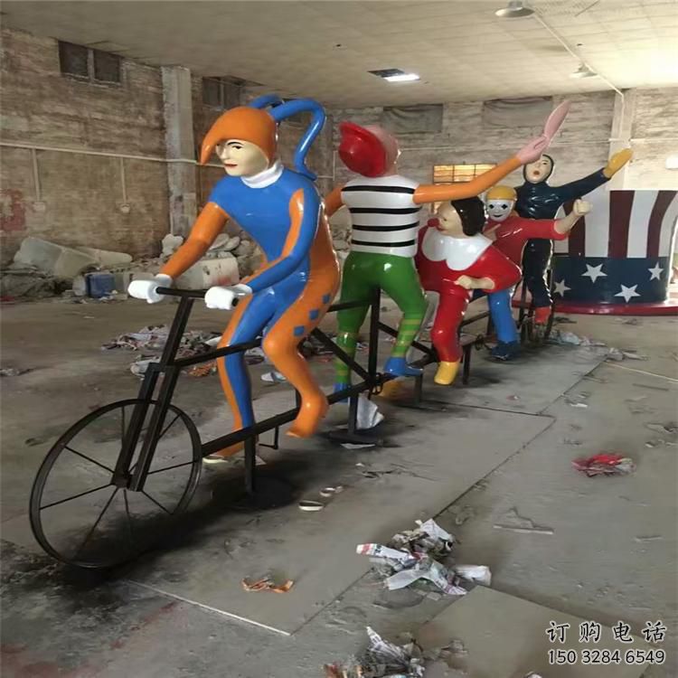 街頭騎車人雕塑廠家 大型別墅區擺件 彩繪不銹鋼騎車人雕塑