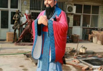 烤漆孔子雕塑廠家  廣場小品  現代彩繪孔子雕塑工廠