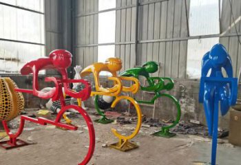 烤漆騎車人雕塑廠家 體育小品 不銹鋼戶外騎車人雕塑廠