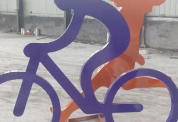 剪紙騎車人雕塑廠家 切面擺件 創意不銹鋼騎車人雕塑廠