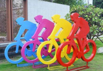 運動騎車雕塑廠家 彩繪剪紙小品 校園不銹鋼騎車雕塑
