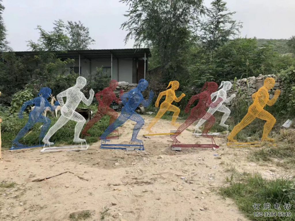 運動跑步雕塑廠家 彩繪剪紙小品   戶外不銹鋼跑步雕塑廠
