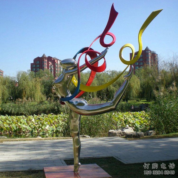 現代體操雕塑廠家 大型別墅區擺件 鏡面不銹鋼體操雕塑廠