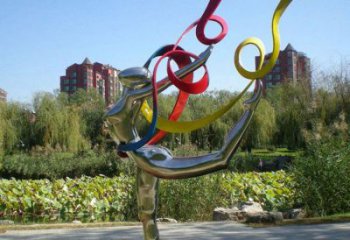 現代體操雕塑廠家 大型別墅區擺件 鏡面不銹鋼體操雕塑廠