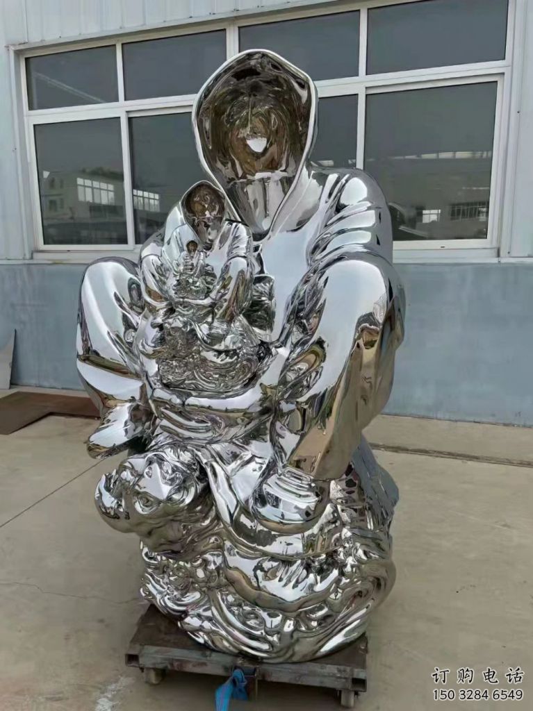 鏡面老頭雕塑廠家 大型擺件  戶外不銹鋼老頭雕塑廠