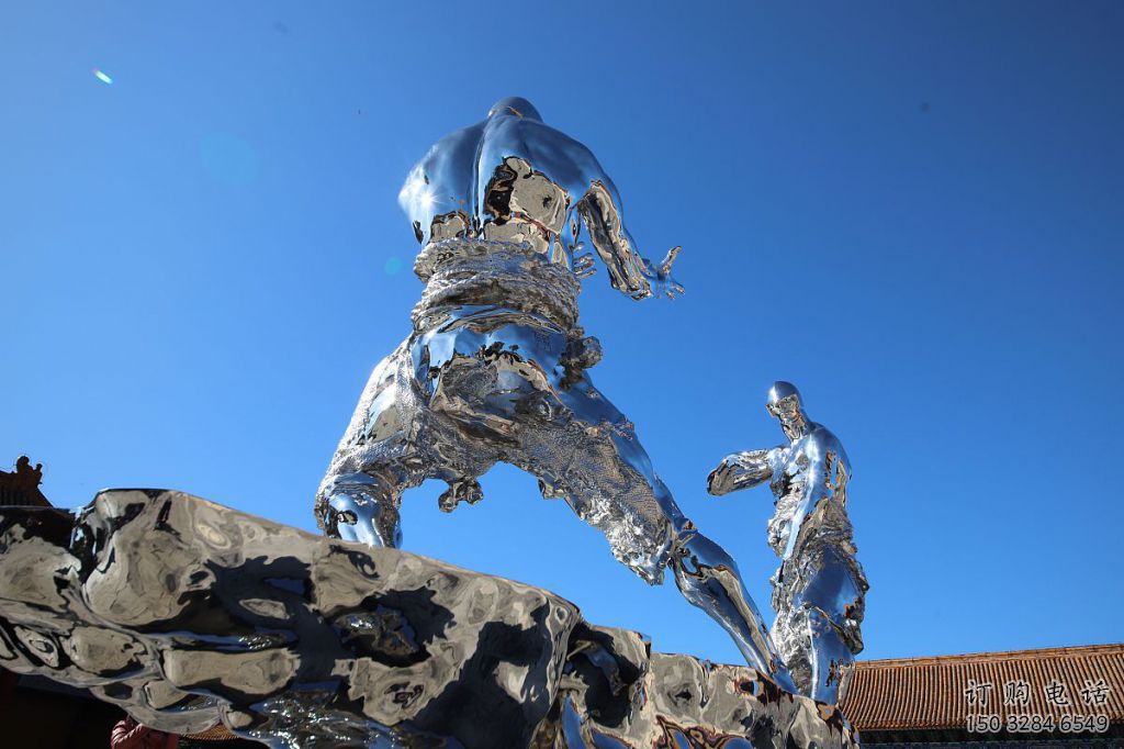 抽象老頭雕塑廠家 創意小品  戶外不銹鋼老頭雕塑定做