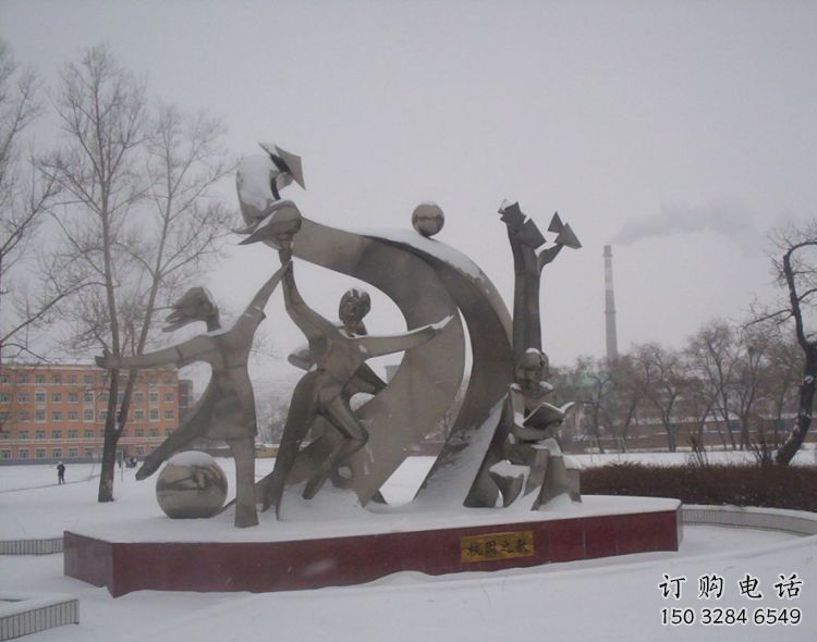 抽象少先隊雕塑廠家 教育小品 戶外不銹鋼少先隊雕塑定做