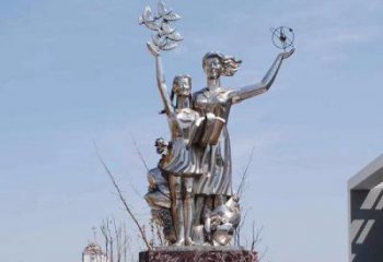 戶外小學生雕塑廠家 鏡面校園廣場小品 