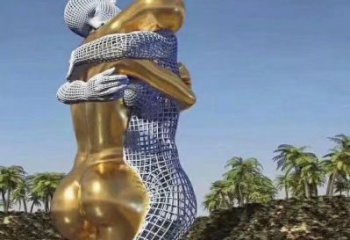 水景情侶雕塑廠家  歐式小品 現代不銹鋼情侶雕塑廠