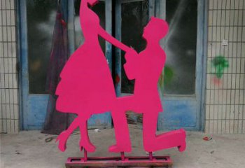 剪紙情侶雕塑廠家 切面擺件  烤漆不銹鋼情侶雕塑制作