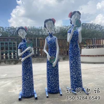 彩繪仕女雕塑廠家  戶外擺件 街頭仕女雕塑廠