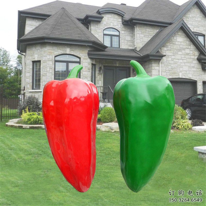 抽象辣椒雕塑廠家  仿真小品  烤漆不銹鋼辣椒雕塑廠
