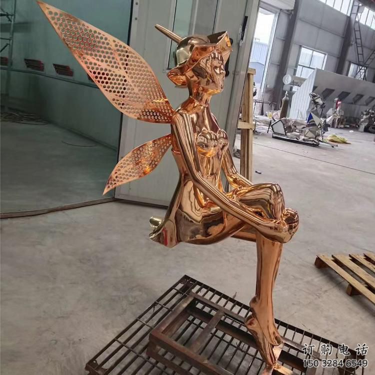 中式精靈雕塑廠家 啞光小品 游樂場不銹鋼精靈雕塑廠