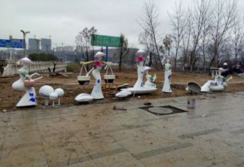 烤漆仕女雕塑廠家  公園街頭小品  戶外彩繪仕女雕塑廠